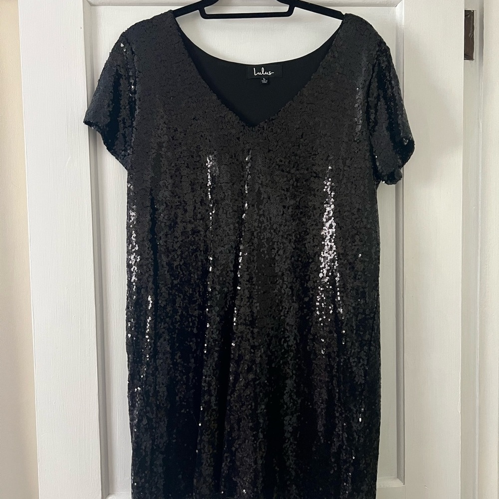 Lulu's Black Sequin Dress